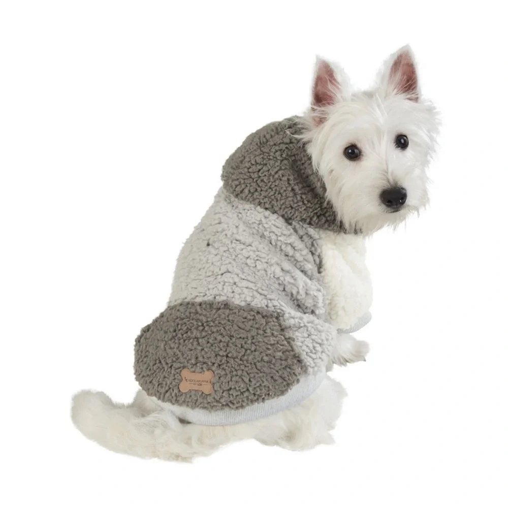 Koolaburra by UGG Theo Pet Hoodie for dogs Large Grey White Plush Warm NEW